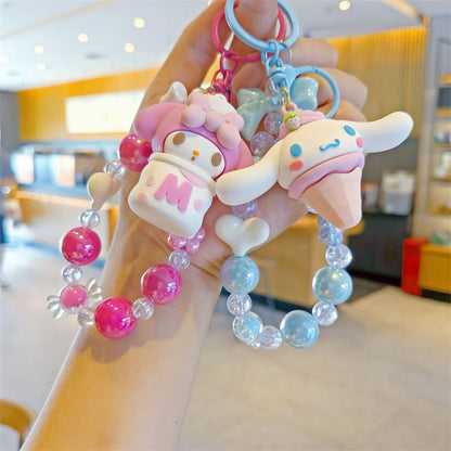 Cute Cartoon Beaded Keychain | Hello Kitty/Cinnamoroll/Kuromi Doll Pendant