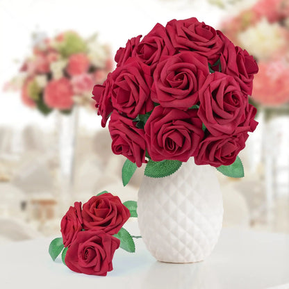 Rose Artificial Foam Fake Flowers | 15/25/100pcs Bulk Pack | Wedding Bouquets Centerpieces Mothers Day Valentines Gifts Party Decor