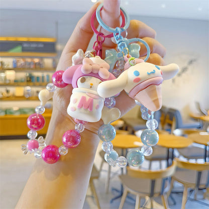 Cute Cartoon Beaded Keychain | Hello Kitty/Cinnamoroll/Kuromi Doll Pendant