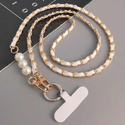 Women's Pearl Long Crossbody Phone Lanyard | Universal Neck & Shoulder Strap for All Phone Cases