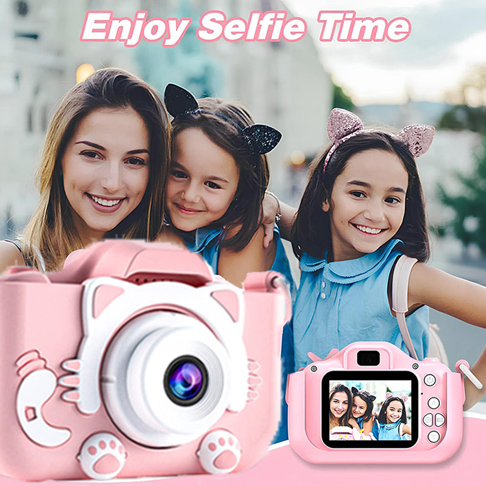 Kids Mini Digital Camera Toys Cartoon Soft Silicone Cover 32GB SD Card For Boy Girl Christmas Gift