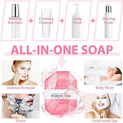 Hyaluronic Acid Diamond Essential Oil Soap Handmade Soap Gem Gold Foil Soap Face Hand Body Cleaning Soap Wedding Gifts