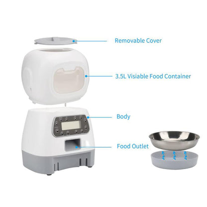 3.5L Automatic Pet Dog Cat Feeder | Smart Food Dispenser | For Cats Dogs | Timer