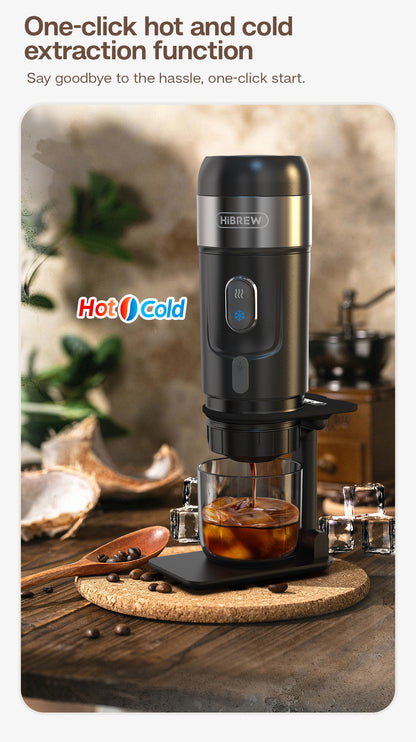 Portable car and household coffee machine set. can extract coffee with one click, and it is small, portable, and compatible with multiple coffee materials.