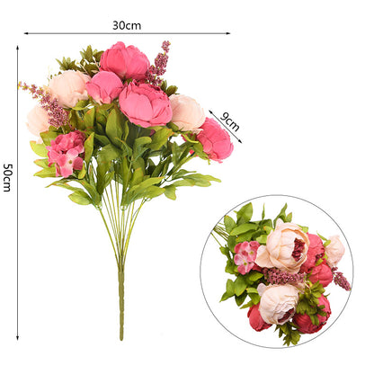 1Bunch European Artificial Peony Silk Flowers | Wedding Party Home Decor | Bouquet Wreath DIY Scrapbooking Supplies
