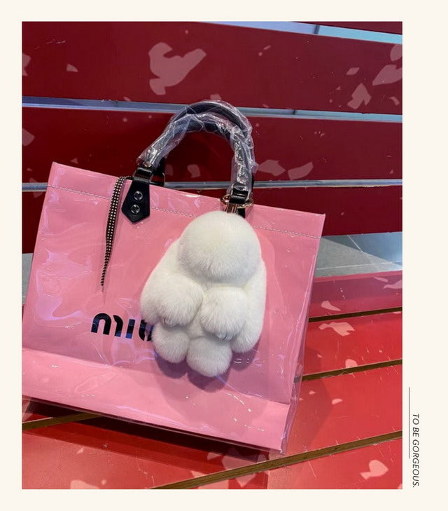 Otter rabbit fur bunny pretending to be dead rabbit genuine plush toy lop ear rabbit mini girl bag cute fur pendant