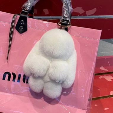 Otter rabbit fur bunny pretending to be dead rabbit genuine plush toy lop ear rabbit mini girl bag cute fur pendant