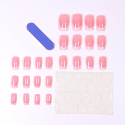 24pcs French style nails heart press-on nails removable false nails