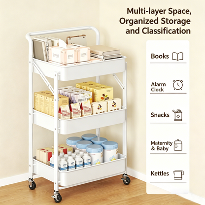 Small trolley storage rack | portable snack rack | foldable multi-layer floor storage rack