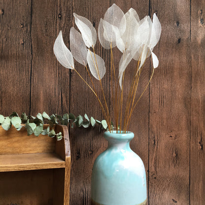 Home Decoration Lucency Leaf Artificial Flowers | Natural Vein Immortal Flowers | Wedding Table Decor with Wire Stem