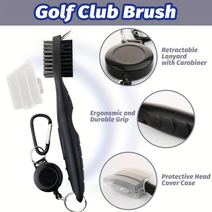 7-piece men's golf accessory set, new golf cleaning kit:  Towel, Pouch, Brush, Level, Score Counter, Tee Tool