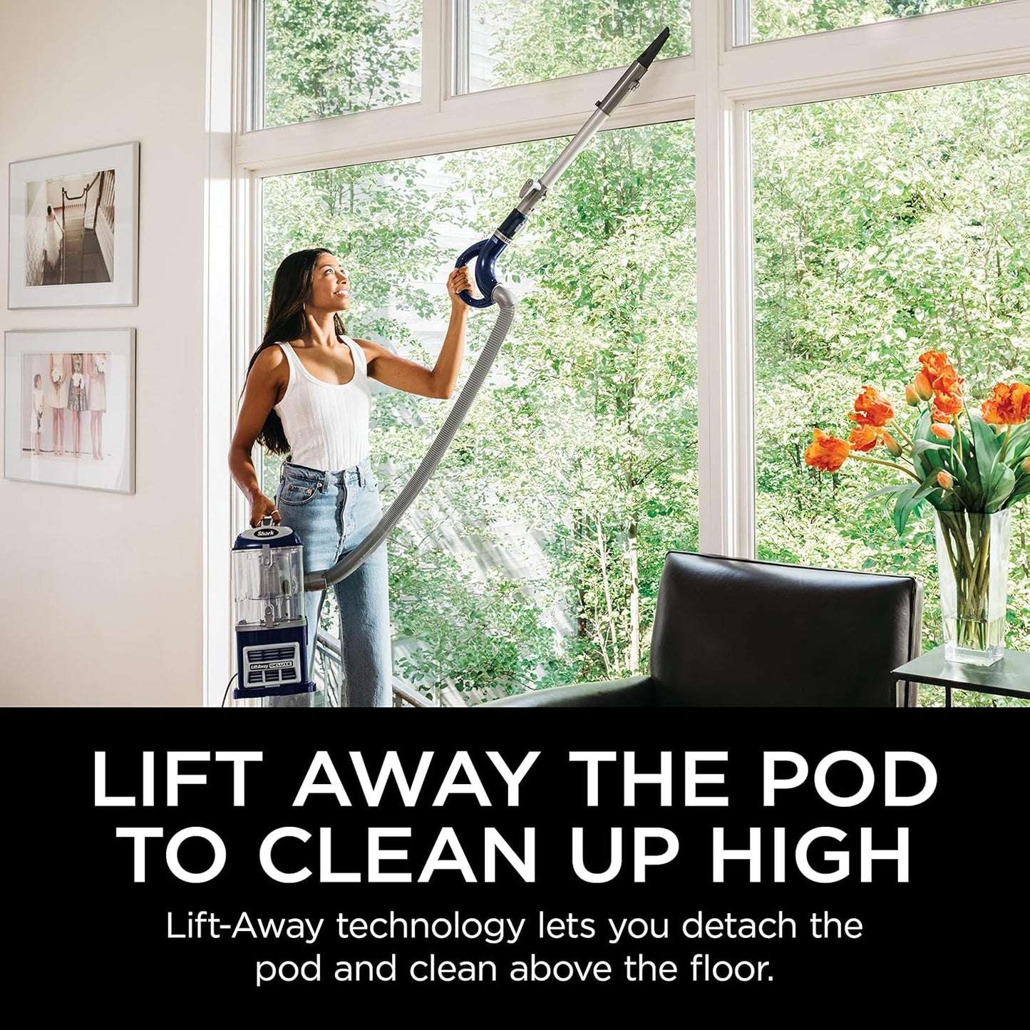 Shark Upright Vacuum | Navigator Lift - Away Deluxe | Large Dust Cup Capacity | HEPA Filter | Swivel Steering | Upholstery Tool & Crevice Tool | Blue | NV360