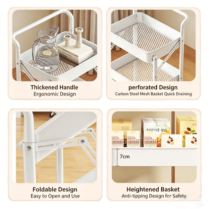 Small trolley storage rack | portable snack rack | foldable multi-layer floor storage rack