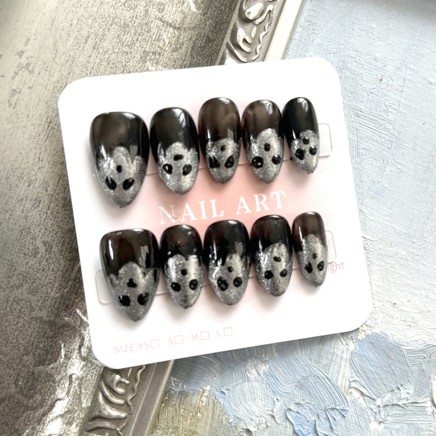 Halloween Nail Stickers, Dark Silver Ghost Nails