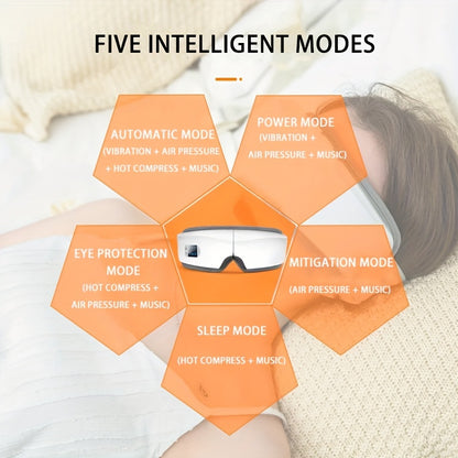 Music and heat therapy eye massager, air compression massage, enjoy human hand massage techniques, suitable for men and women, best gift