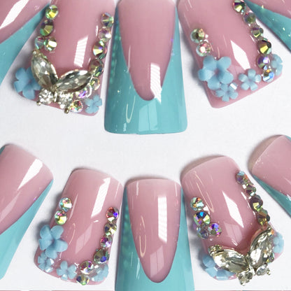 24-piece romantic manicure, flower element wearable nails, dreamy press-on nails