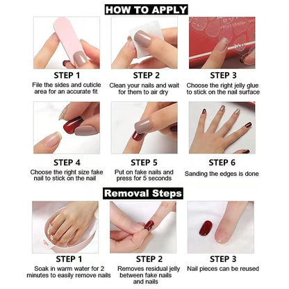 24-Piece Cat Eye Press-On Nails | Long Reusable False Nails for Women’s Nail Art