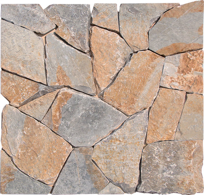 Yellow wood-grain loose stone—creative decorative stone for mosaic-style applications—suitable for indoor and outdoor garden flooring and wall surfaces.