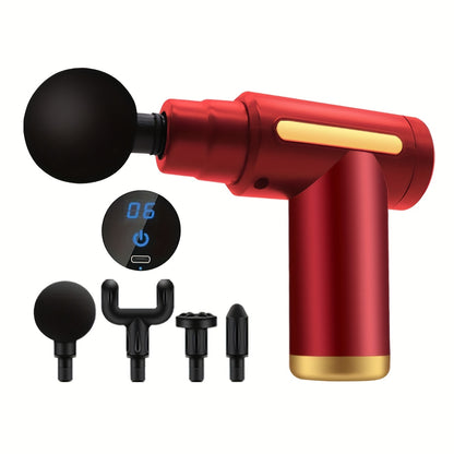 Portable digital fascia gun, convenient electric massager, six-speed adjustable LED display, silent and long-lasting