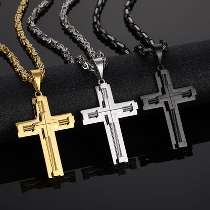 Fashion Stainless Steel Pendant Necklace for Men Multiple Color Cable Novel Cross Twisted Link Chain Neck Jewelry