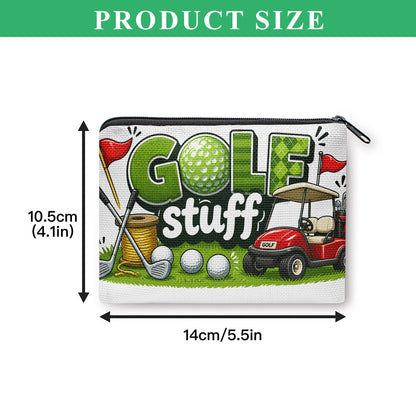 1 Coin Pouch – Linen Golf-Themed Coin Bag | Compact and Portable Storage Pouch | Lightweight Handheld Pouch (Ideal as a Gift)