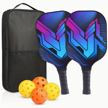 Pickleball Paddle Set with Honeycomb Glass Fiber Core | 4 Balls + Portable Carry Bag (Indoor & Outdoor Gift Kit)