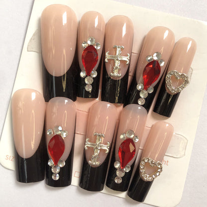 24-Piece Gothic Red Diamonds | Cross Charms & Bloodstone Effect