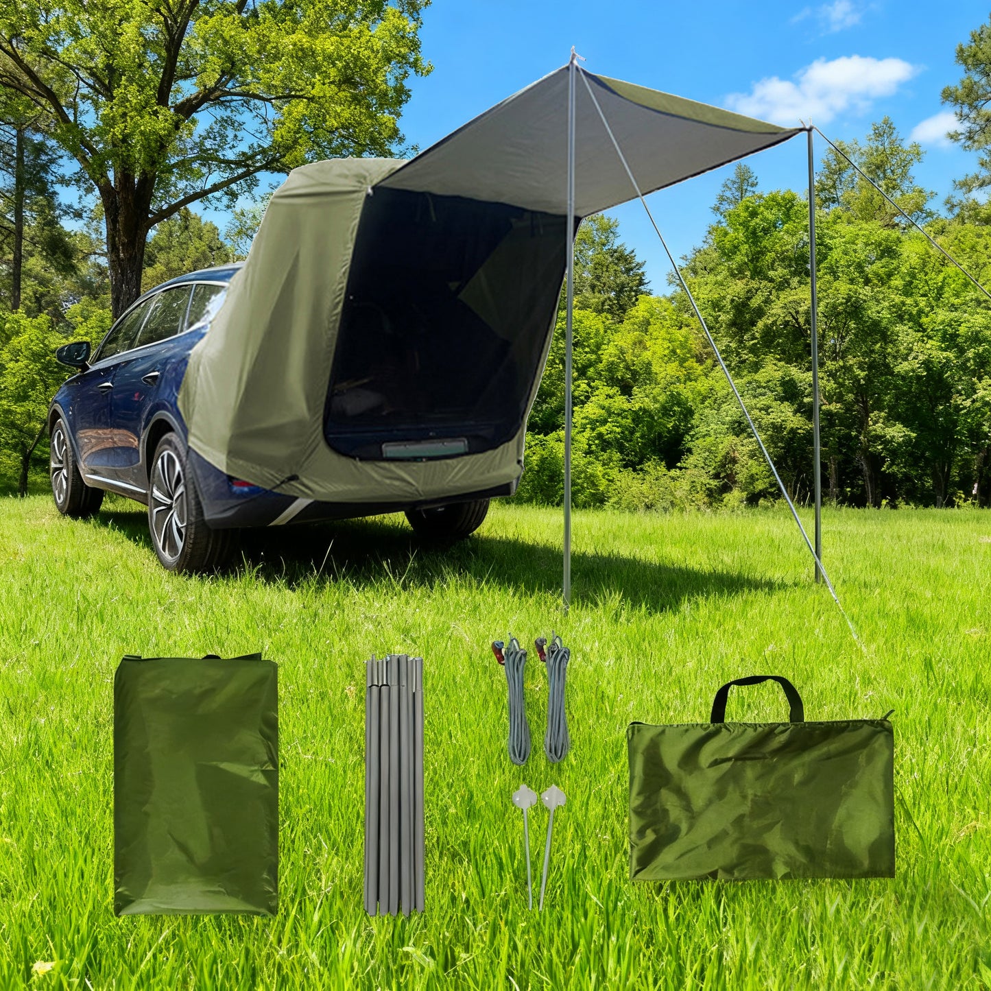 1-2 PERSON TENT Outdoor Car Rear Tent | Camping Picnic Car Rear Tent | Canopy-Equipped Car Rear Extension Tent | Sunshade & Rainproof Car Rear Tent