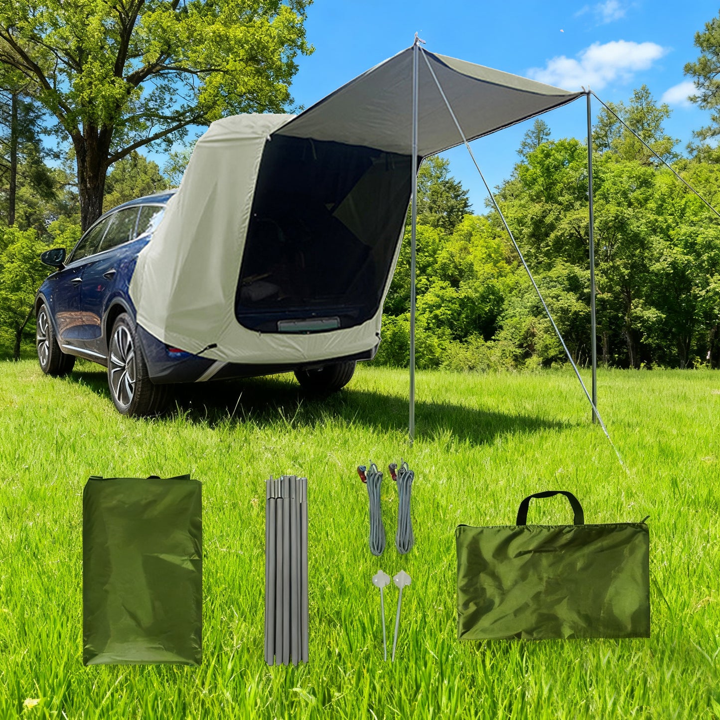1-2 PERSON TENT Outdoor Car Rear Tent | Camping Picnic Car Rear Tent | Canopy-Equipped Car Rear Extension Tent | Sunshade & Rainproof Car Rear Tent