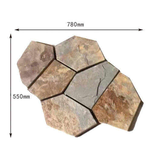 Rust-colored ice crack pattern irregular mesh cultural stone courtyard villa floor tiles
