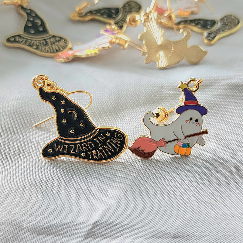 Halloween Personalized Cartoon Horror Funny Women's Halloween Earrings Delicate unique Magic Hat Ghost Party Earrings Pendants