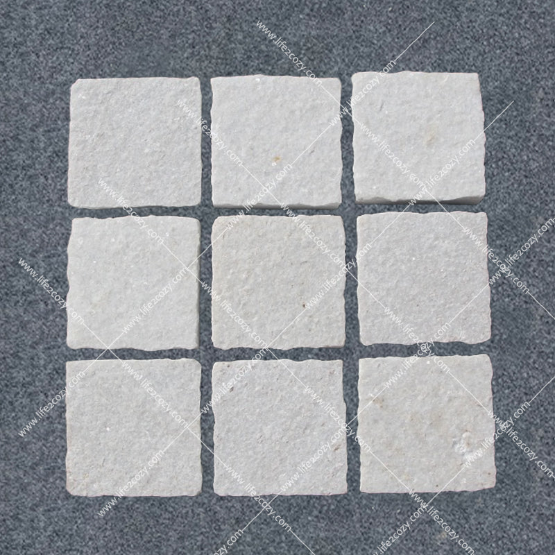 White Quartz Small Cube Paving Stone
