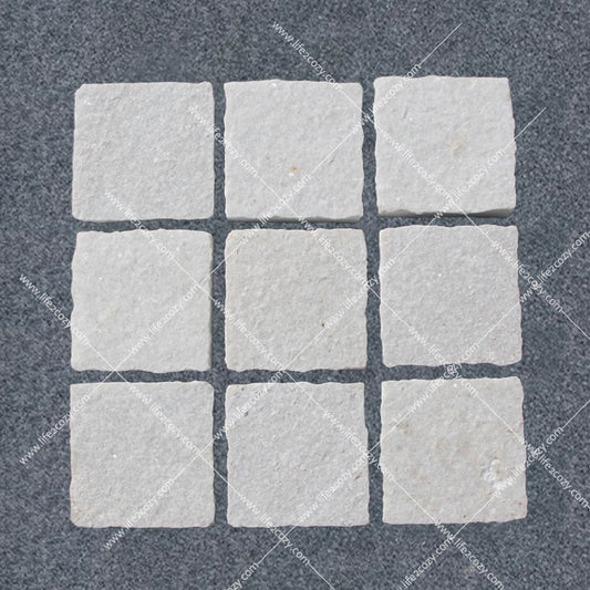 White Quartz Small Cube Paving Stone