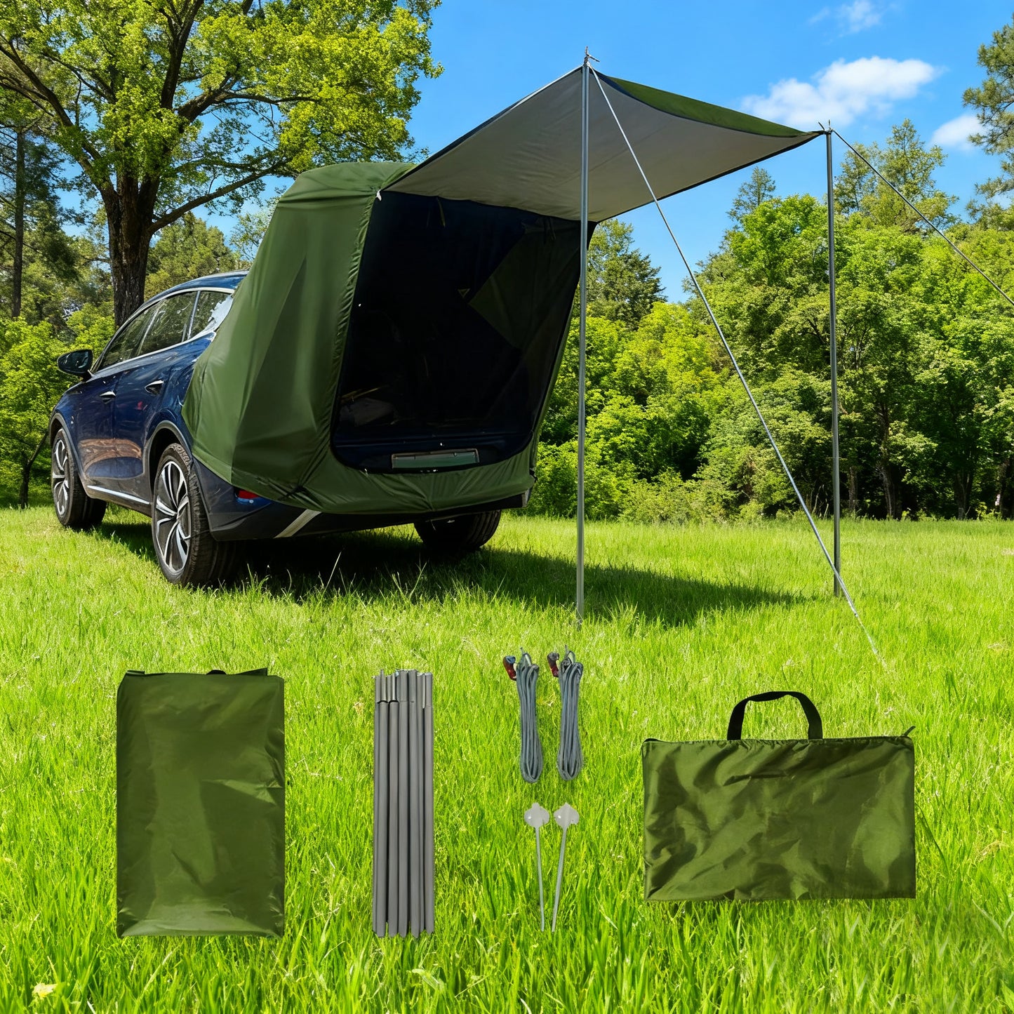 1-2 PERSON TENT Outdoor Car Rear Tent | Camping Picnic Car Rear Tent | Canopy-Equipped Car Rear Extension Tent | Sunshade & Rainproof Car Rear Tent