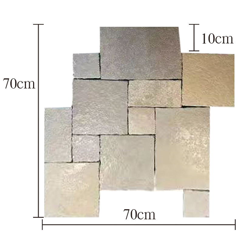 Natural yellow cultural stone paving for plazas and parks—Roman-style mesh-mounted pattern
