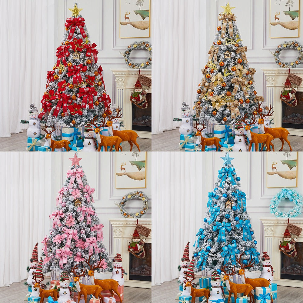 Flocked Christmas trees feature a realistic appearance. They are easy to assemble and are perfect for indoor decoration, adding a festive touch and a full sense of festivity.