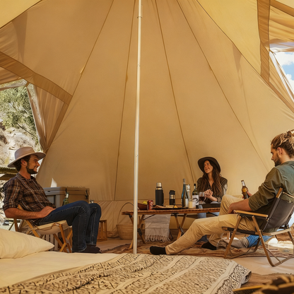 3-4 People Tent 20㎡ Large Camping Tent | Tribal Pyramid Tent | Outdoor Windproof Family Tent Luxury Canopy