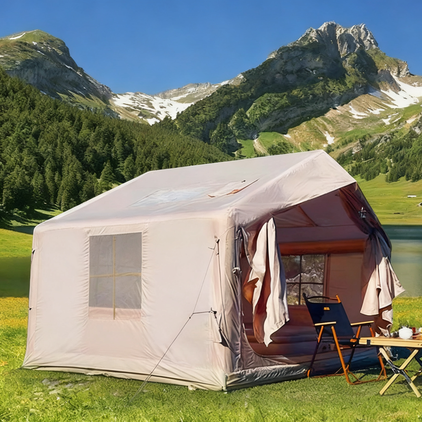 5-8 PERSON TENT Inflatable Tent for Camping | Ultra-Quick Setup Blow Up Tent | 80.73 Square Feet 4 Season Inflatable Tent with Stove