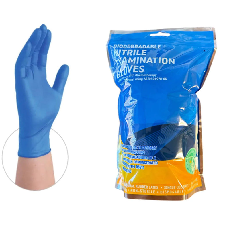 Blue Disposable Gloves Latex Biodegradable Nitrile Exam Grade Disposable Large Gloves For Work Kitchen Clean