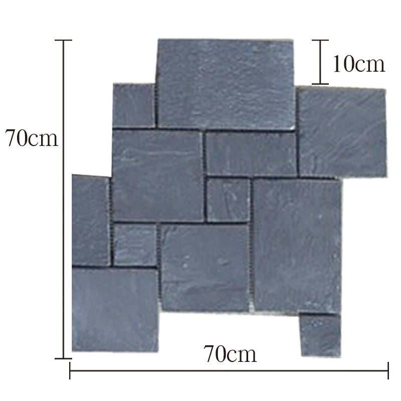 Black natural cultured stone paving for plazas and parks—Roman-style mesh-mounted pattern
