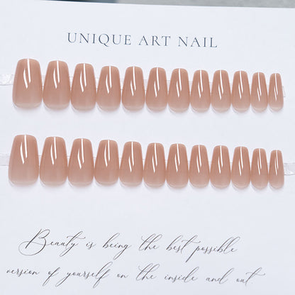 24Pcs/Set Nude Long French Almond Coffin Fake Nails | Pink Grey Brown Fall Winter Press-On Faux Ongles