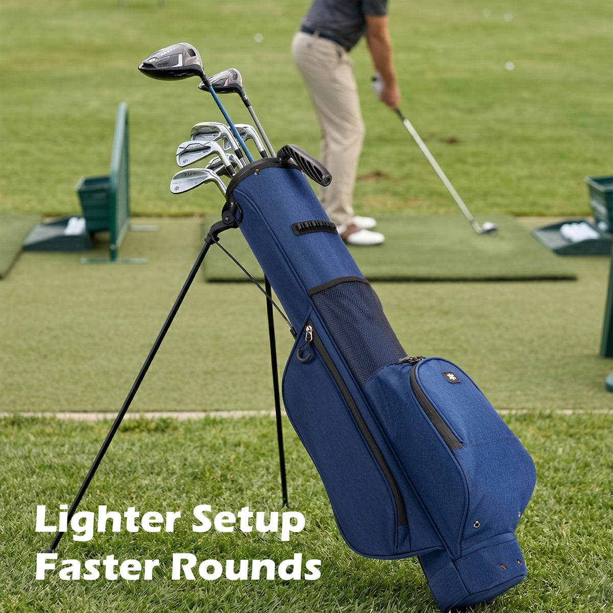 Lightweight Golf Stand Bag – 3-Way Divider with Cooler Pocket – Holds 6–8 Clubs – Unisex – Portable Bag for Driving Ranges and Par-3 Courses