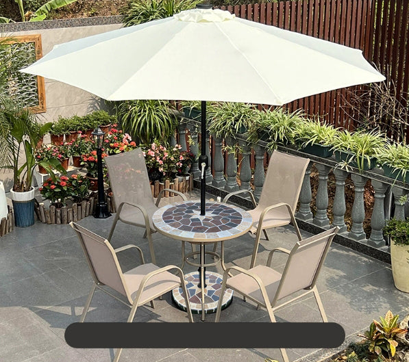 Large Round Garden Stone Table | Colorful Collage Art Tabletop for a Cozy Outdoor Space