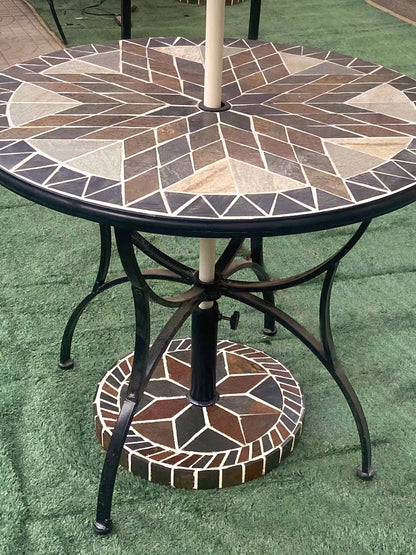 Outdoor Furniture Three-piece Set | Natural Stone Table Natural Texture | Hard Stone Mosaic Tabletop | Patio Furniture Coffee and Tea Table