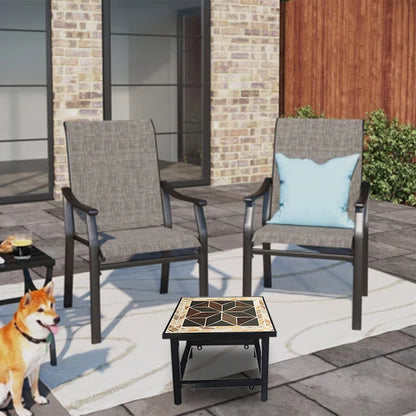 Mosaic - Collaged Stone Square Tea Table | A Creative  Stone Table | Patio Outdoor Furniture Barbecue Table Coffee Table | Wrought Iron Table Frame with Black Paint Finish.