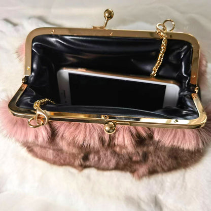 Luxury handbags. Ladies' pleated chain - shoulder bags. High - grade texture. Fluffy wallets. AND real mink - fur handbags.