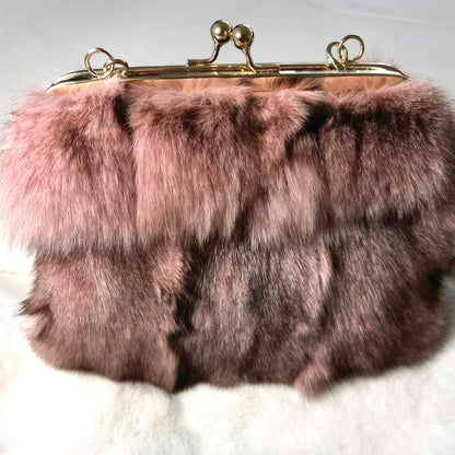 Luxury handbags. Ladies' pleated chain - shoulder bags. High - grade texture. Fluffy wallets. AND real mink - fur handbags.