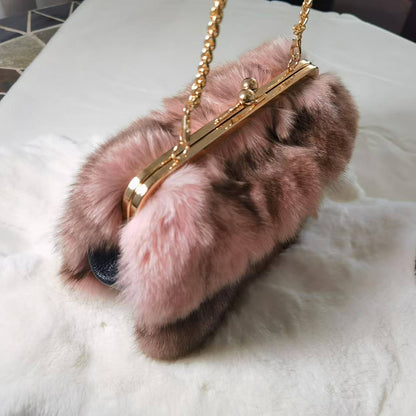 Luxury handbags. Ladies' pleated chain - shoulder bags. High - grade texture. Fluffy wallets. AND real mink - fur handbags.