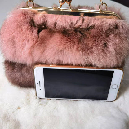 Luxury handbags. Ladies' pleated chain - shoulder bags. High - grade texture. Fluffy wallets. AND real mink - fur handbags.