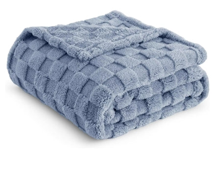 Bedsure Ashley Blue Fleece Blanket for Couch - Super Soft Cozy King Blankets for Women, Cute Small Blanket for Girls